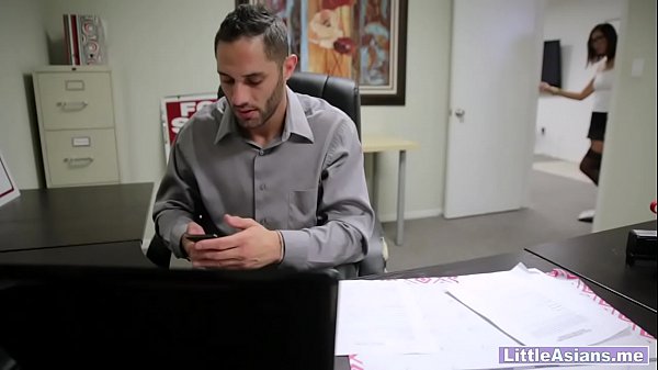 Young Asian real estate agent is horny at job interview
