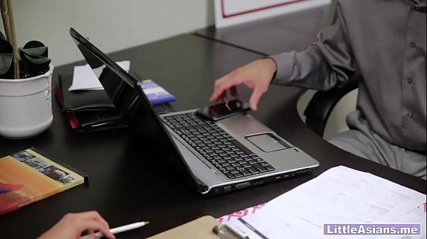 Young Asian real estate agent is horny at job interview