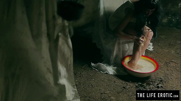 Horny milf shaves and squirts to orgasm while held in a basement