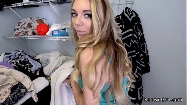 Natural busty teen fucks at laundry