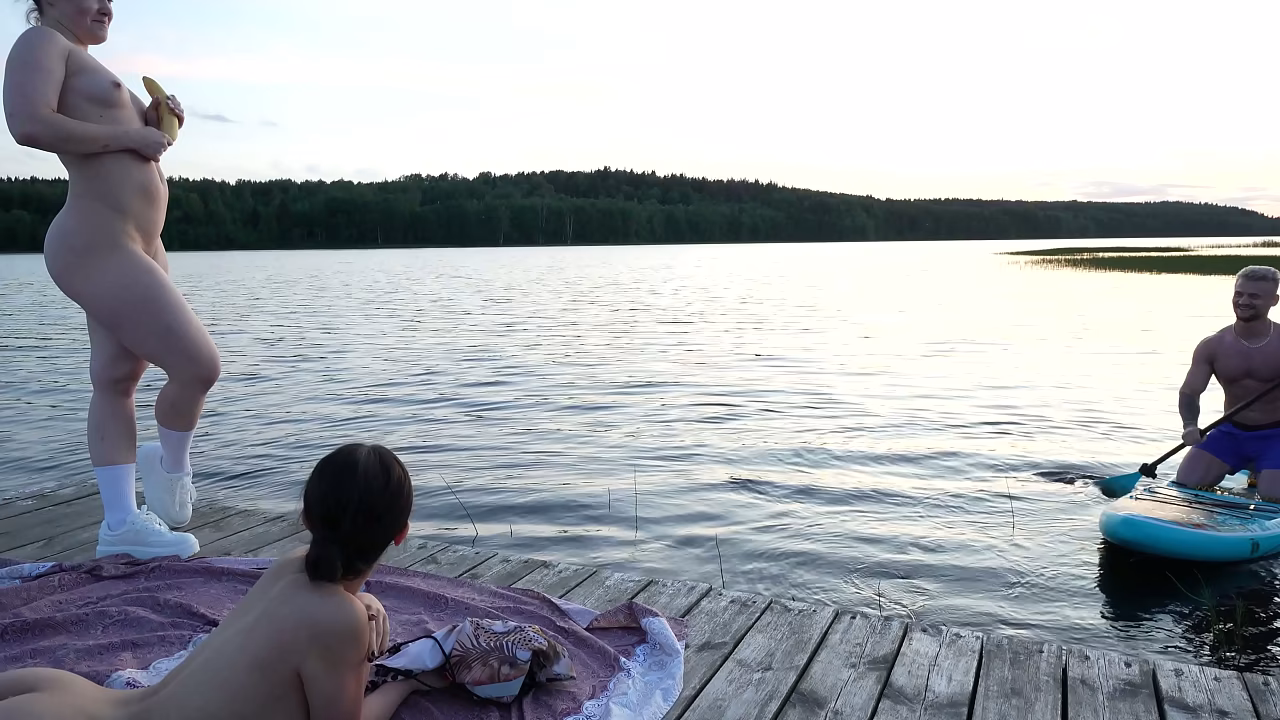 SUP instructor fucks two horny girls right next to the lake