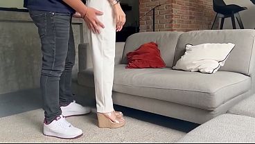 Skinny Tinder girl accepts a drink and gets horny in the lobby
