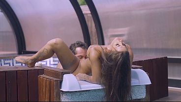 Spanish pornstar Susy Gala gets a gooey facial after hardcore sex poolside GP1404