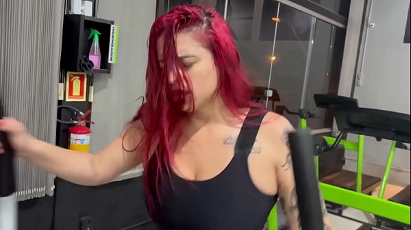 Hot sweaty gym girl masturbates and gets caught in the shower by horny guy FULL