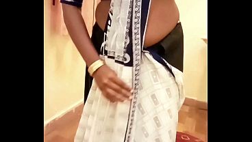 Desi Indian Tamil Wife Renu Panties Body Show & Slow Saree Dressing Tease to Roommate Bestie!