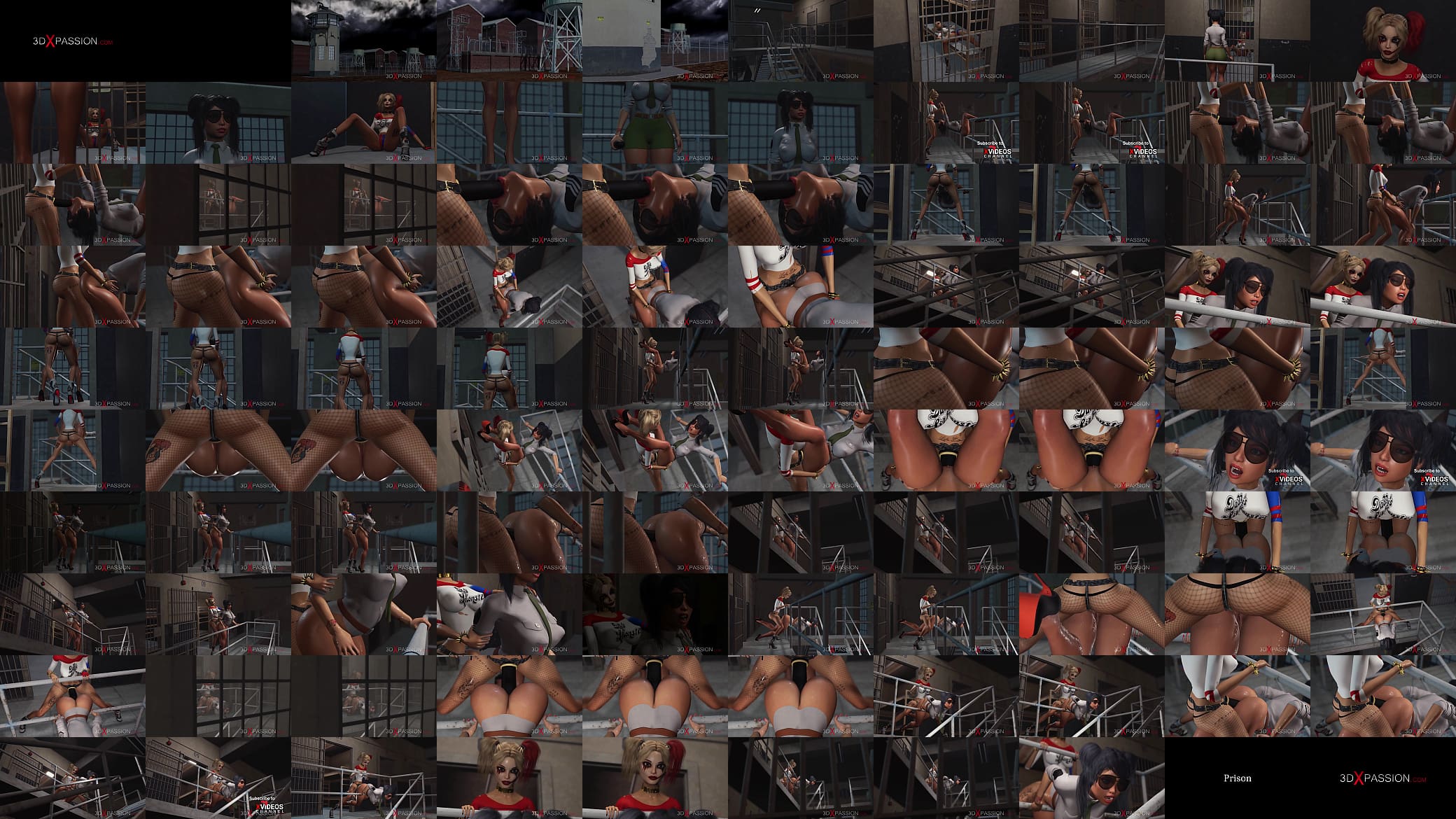 Lesbian sex with strapon. Harley Quinn plays with a female prison officer in the prison 预览图