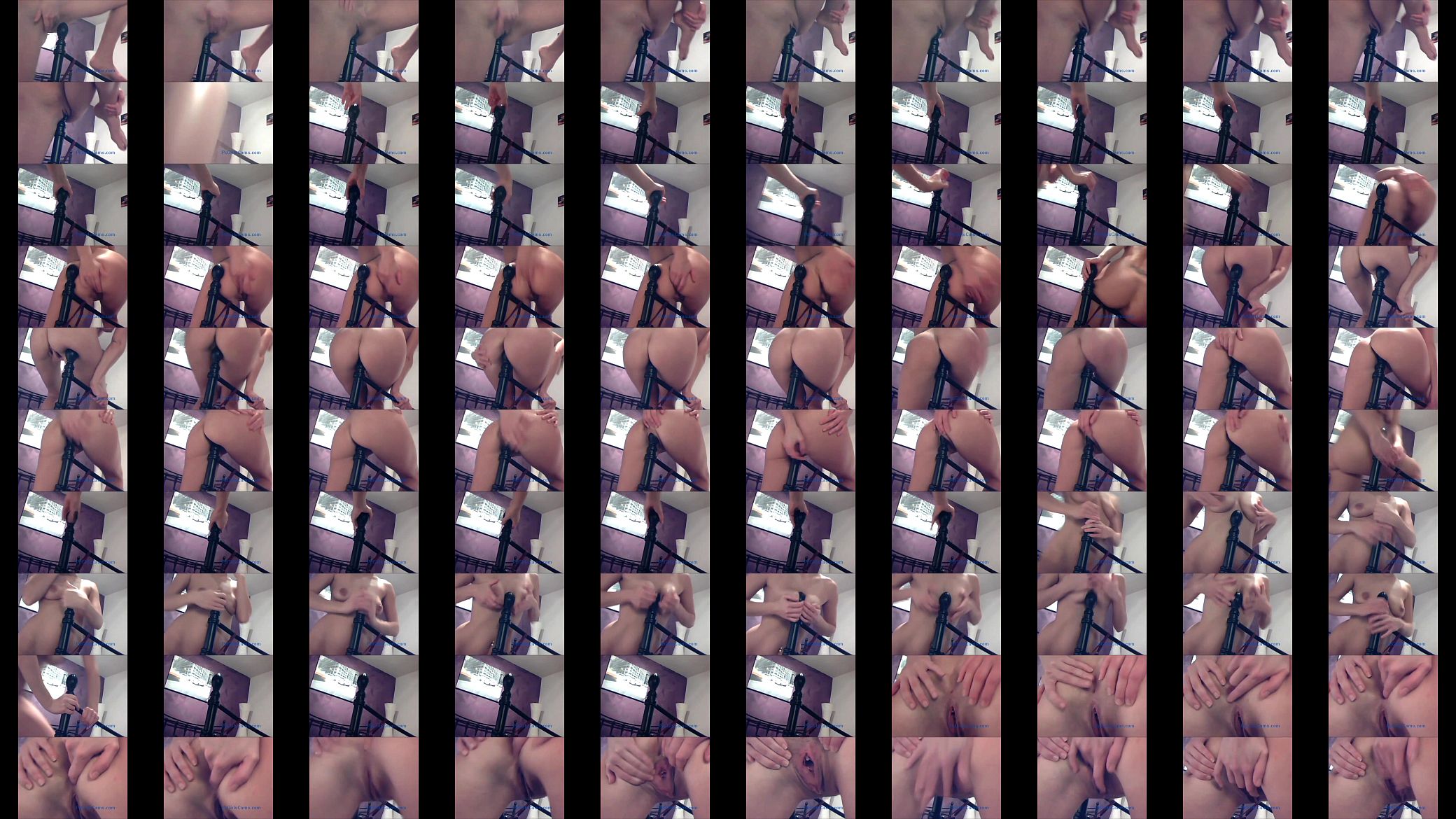 girl fucks herself with a stairway post on webcam 预览图