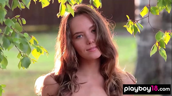 Petite Russian muse Katya Clover poses seductively and gets naked outdoor