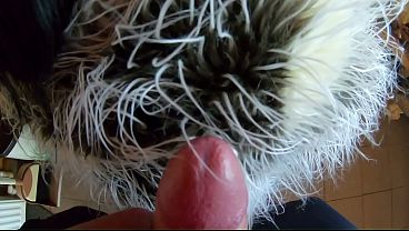 Tight Green Leather Pants Cameltoe – Blowjob & Doggy with Cum on My Fur Coat & Downjacket