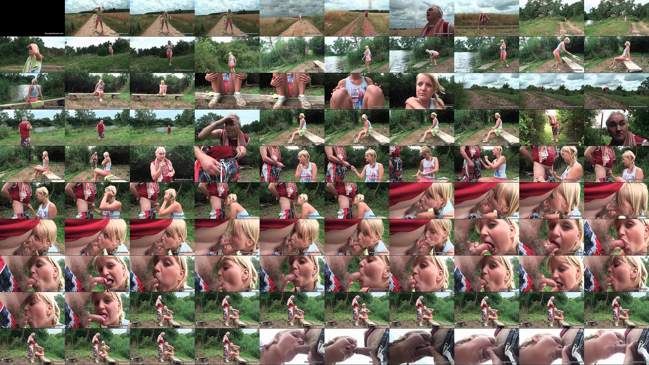 Blonde babe gives head in the nature 预览图