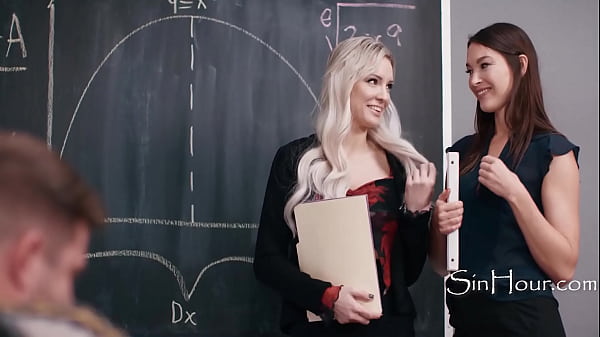 Dyke Teachers Help Out Desperate Male Colleague - Katrina Colt, Kenzie Taylor, Nathan Bronson