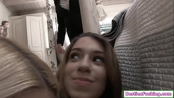 A lesbian milf fucks teen with a dildo