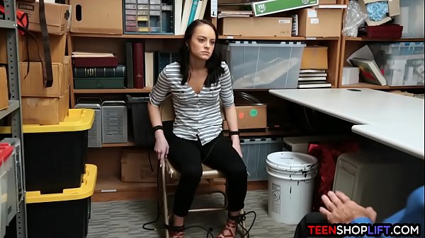 Feisty teen shoplifter works the big dick security guard
