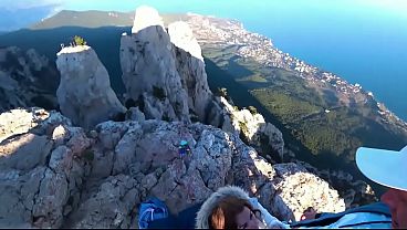 Risky Public fuck on a cliff. Amateur Mia Bandini