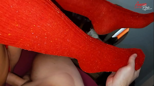 Mature in long red socks satisfies her husband's friend