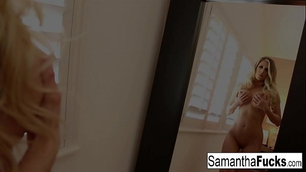 Bombshell Samantha Saint does a sexy solo in lingerie!