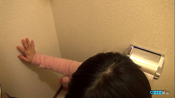 Download Video - Sneaking into the bathroom with the Asian ends with her sucking cock and tasting cum