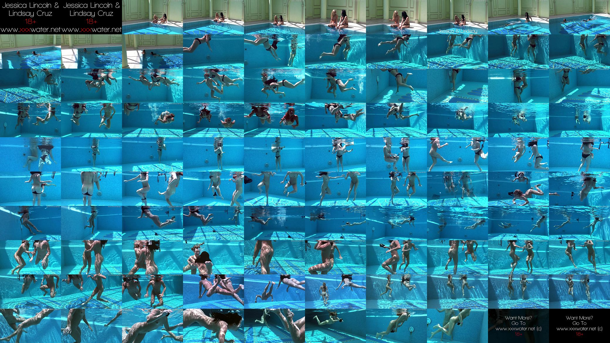 Jessica and Lindsay naked swimming in the pool 预览图