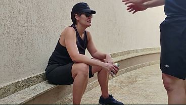 A tomboyish lesbian had to give his vagina and suck his penis for the first time because he didn't have the money to pay off a bet he made.