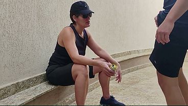 A tomboyish lesbian had to give his vagina and suck his penis for the first time because he didn't have the money to pay off a bet he made.