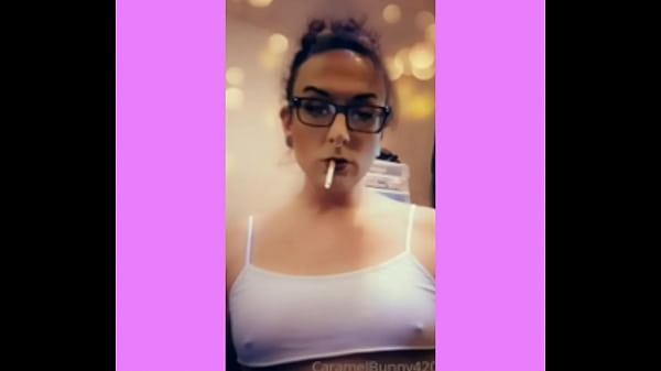 ts denise sexy smoking wearing white crop top braless w highbeams on rock hard nipples 