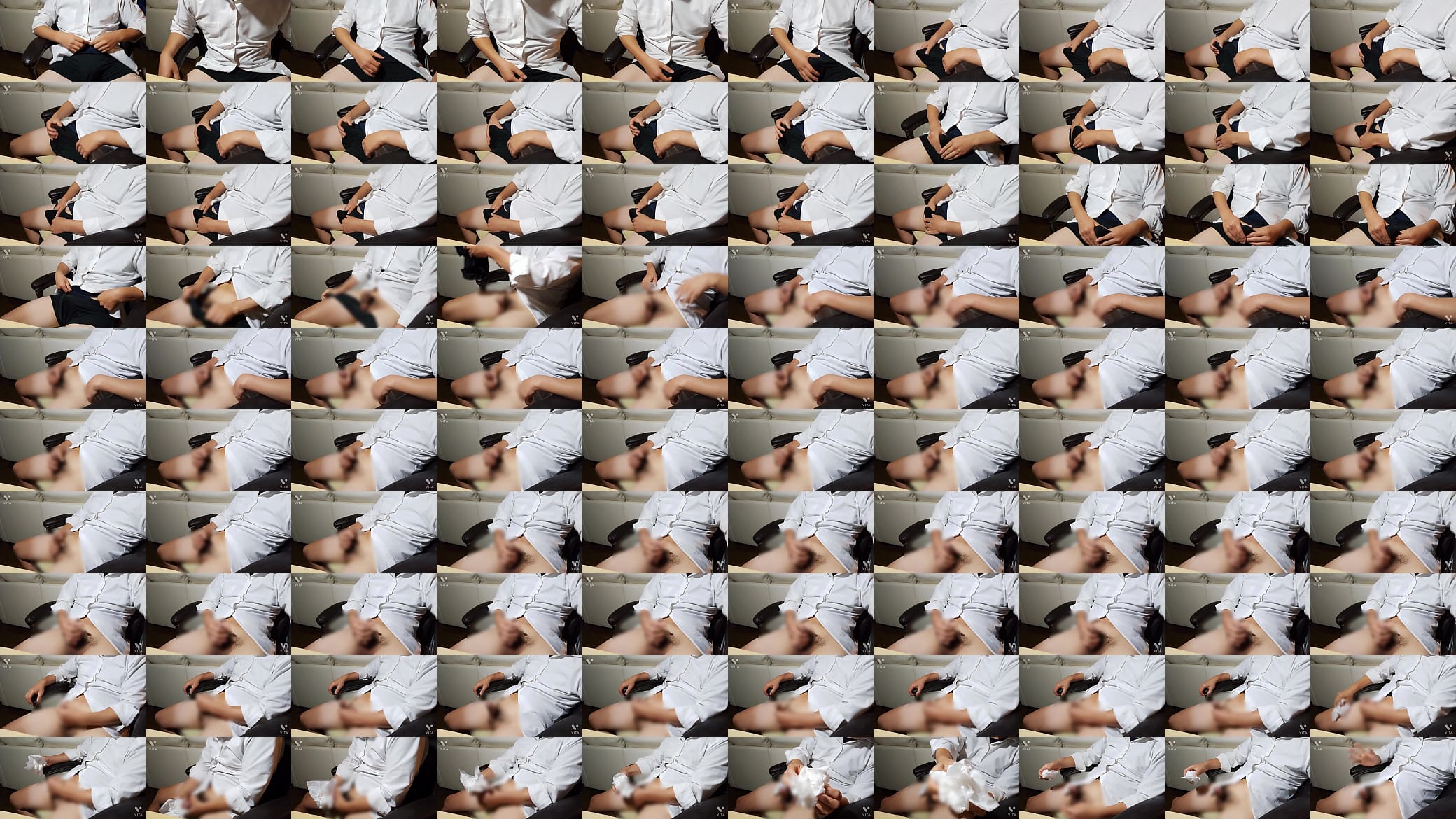 After returning home from work, he masturbates with his white shirt on! 预览图