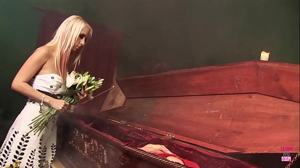 A busty blonde rises from the dead to fuck everyone that came to her funeral
