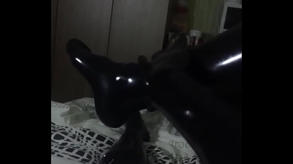 My first time ever wearing latex (stockings   gloves)