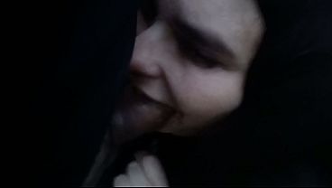 Married woman giving head in the forest