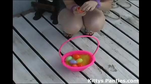 Don’t peek up my skirt while I hunt for Easter eggs
