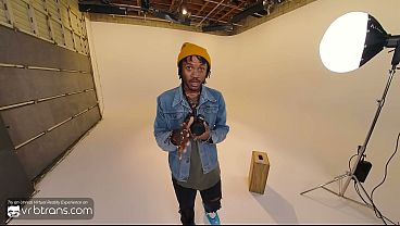 VRB Trans: Brunette T-Girl Model In Lingerie Sucks a Huge Cock During Photo Session