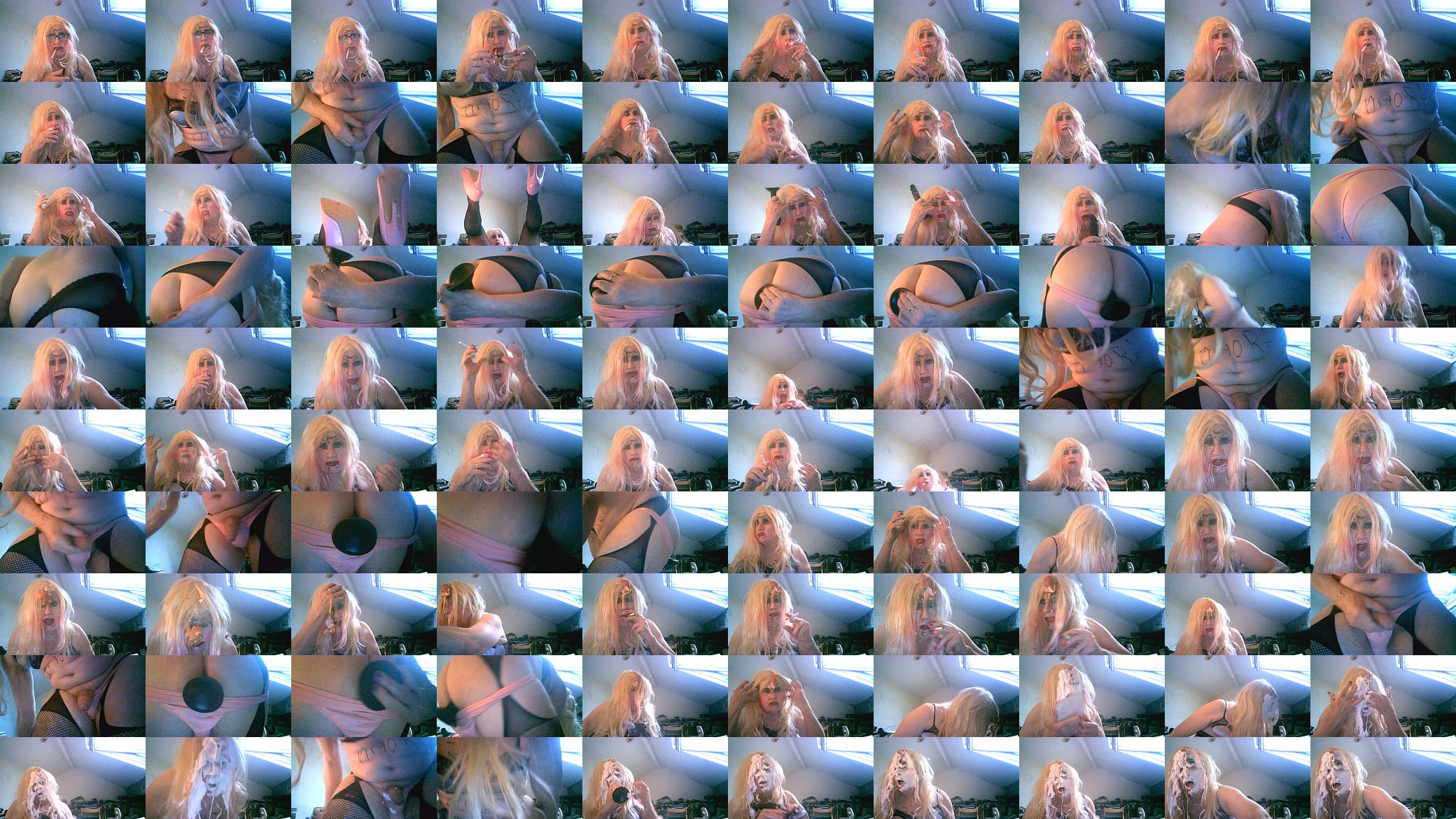 Sarah Shitcunt&#039;s messy degradation, she wanks, fucks herself, smashes eggs and cream pies in her face 预览图