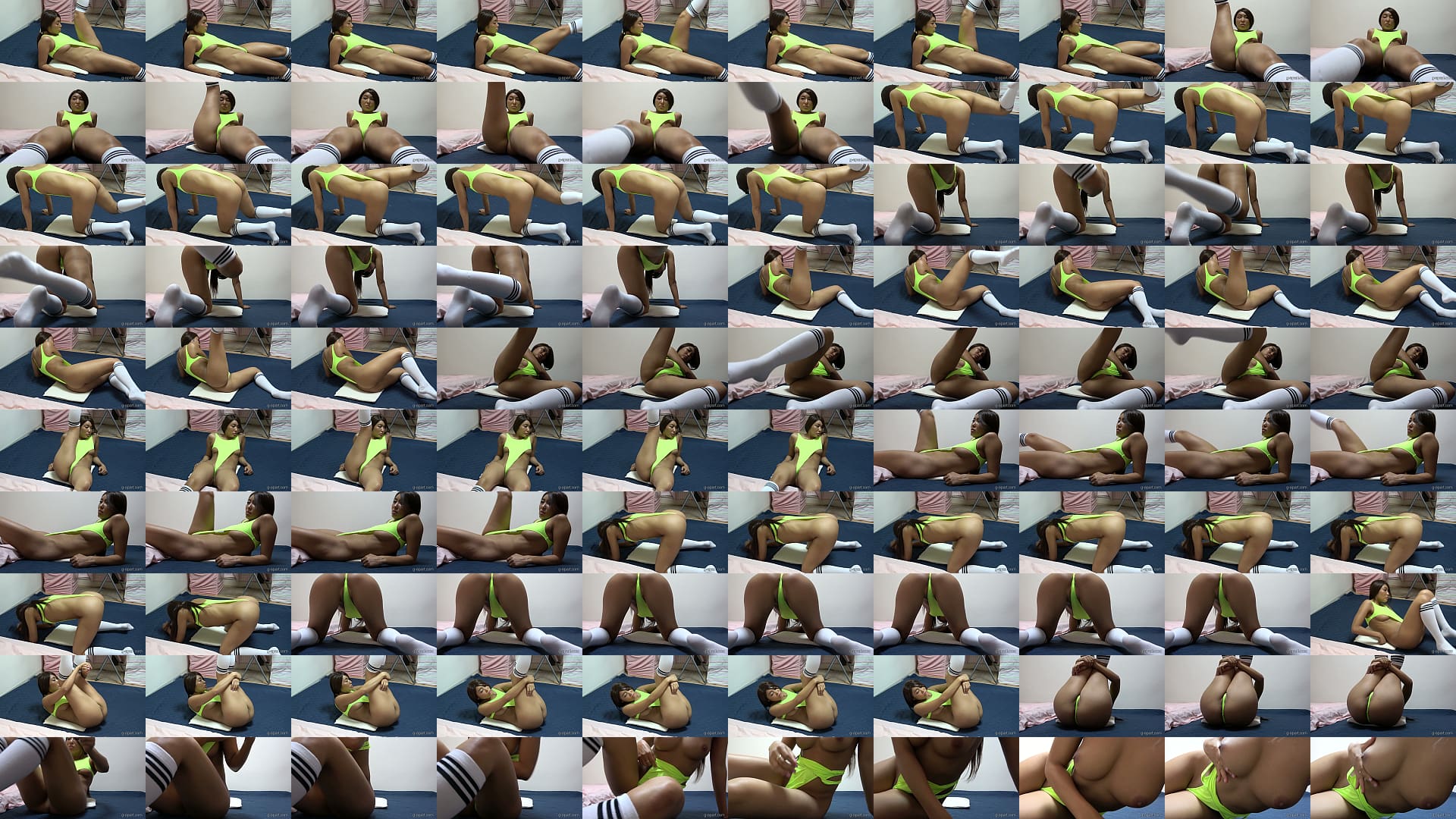 High cut thong leotard wedgie camel toe, Natural boobs Japanese surfer girl&#039;s tease fitness 预览图