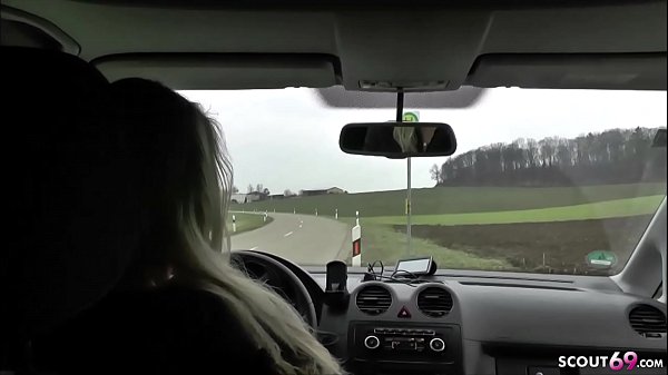GERMAN m. JULIA SEDUCE YOUNG BOY HITCHER TO FUCK IN CAR