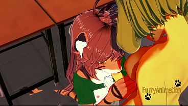 Furry Futanari Hentai 3D - Dog Futanari and Tiger Girl blowjob and fucked with creampie - Anime Manga Japanese Yiff Cartoon Porn