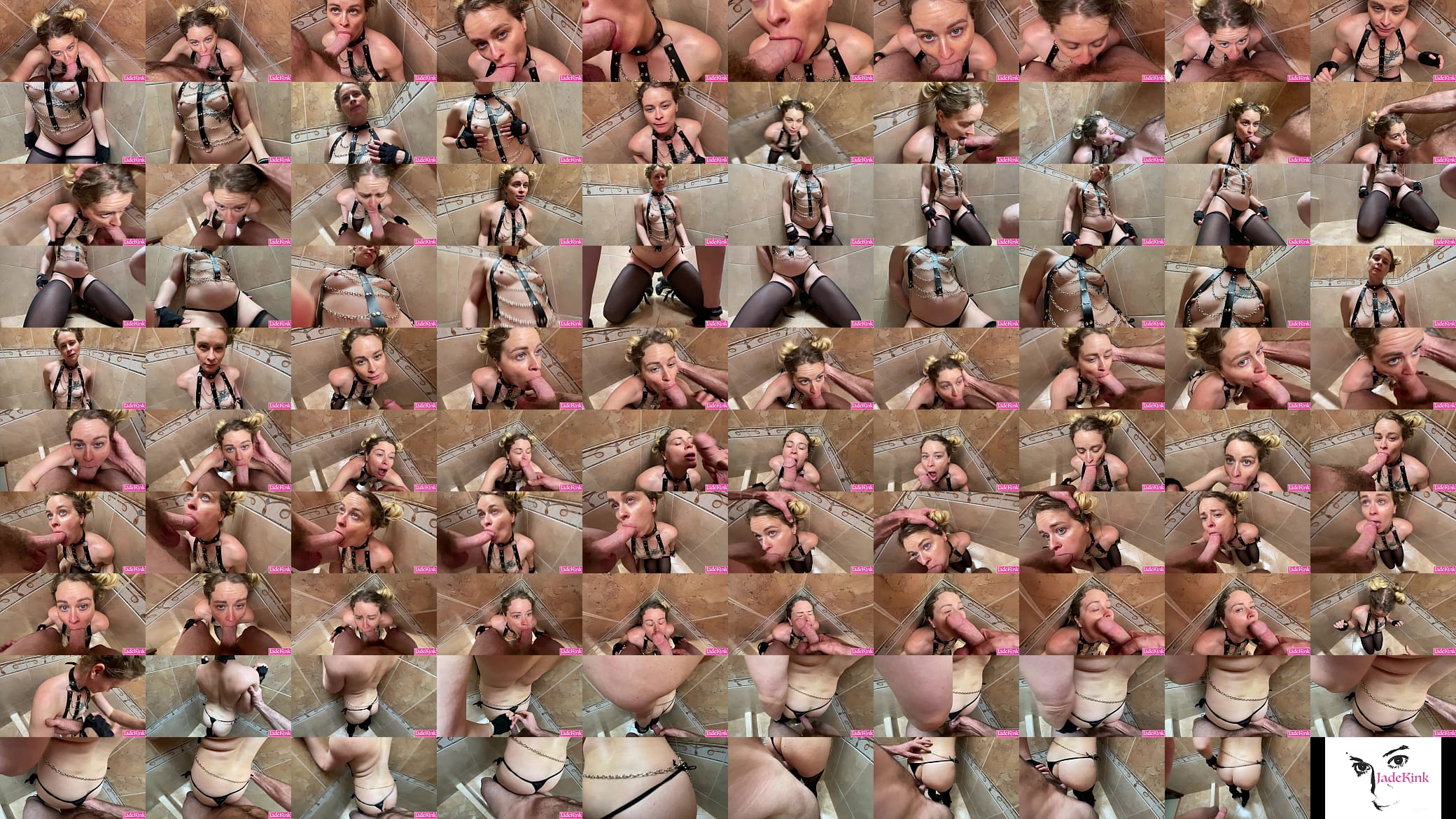 Blue eyed submissive slut handcuffed and rough mouth fucking in shower 预览图