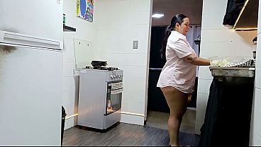 Stephanie strips and makes food for you