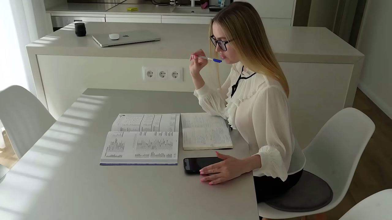 Naughty student girl was caught by her foreign language teacher with her sex toy