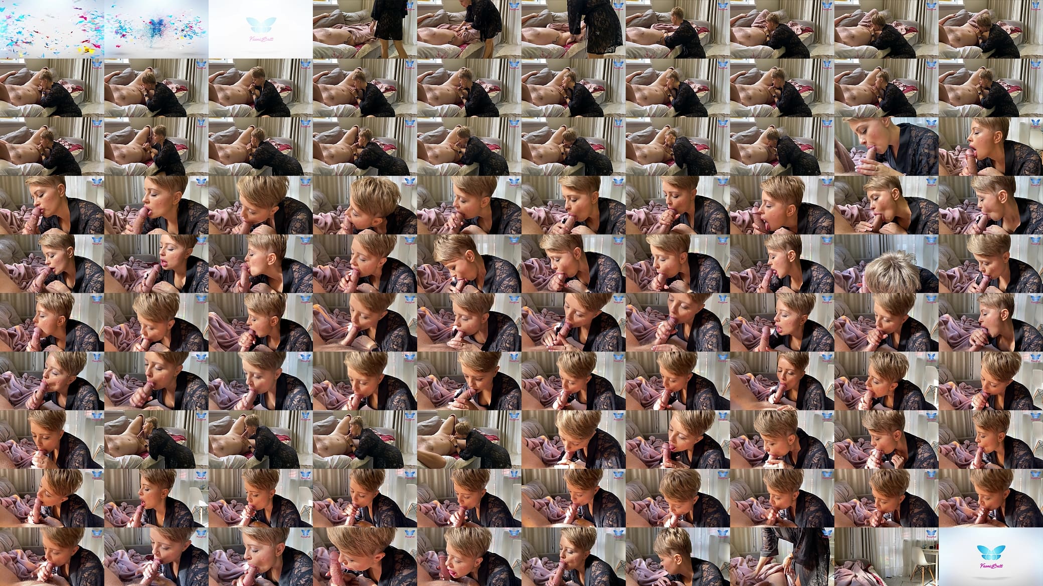 Short haired MILF sucks cock and swallows cum from sleeping husband 预览图