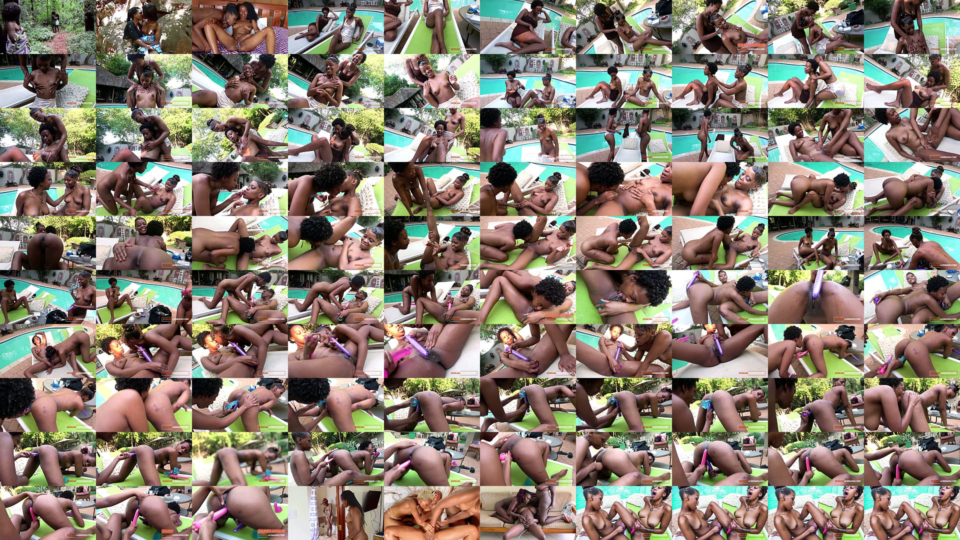 Sexy Big Natural Tits Ebony Lesbians Sharing Toys &amp; Squirting Outdoors 预览图