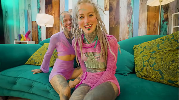 Heavily Tattooed Couple’s First Time with Trans Dark Leaves – ATM & Facial