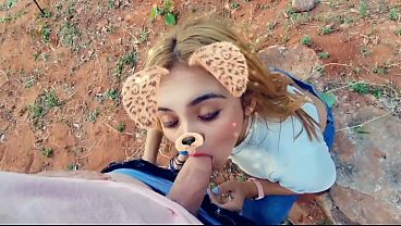 Kitten sucking on a penis
