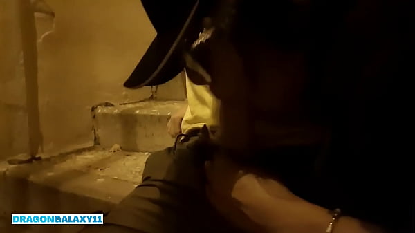 Flashing tits and blowjob in the street