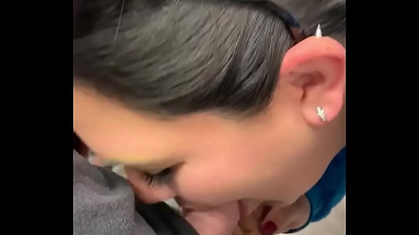 wife sucking cock in store