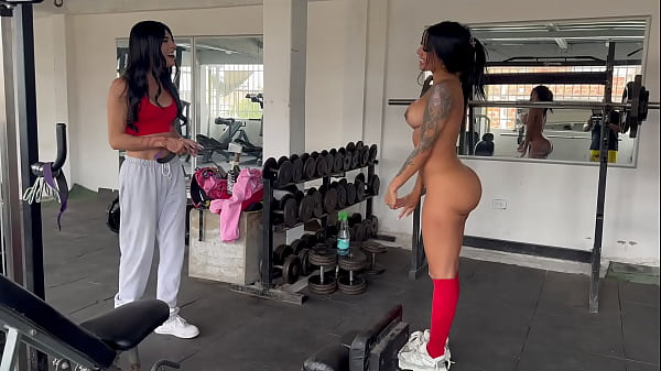 My transgender trainer gets horny when she makes me do squats without clothes and starts touching my ass and tits - MAY HERNANDEZ