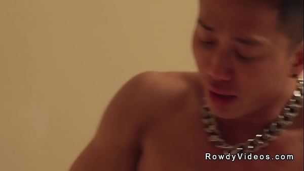 Asian gay action star anal fucks man from set