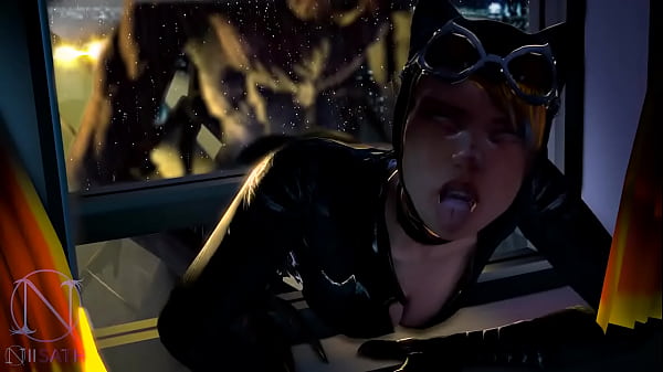 Catwoman gets stuck in the window