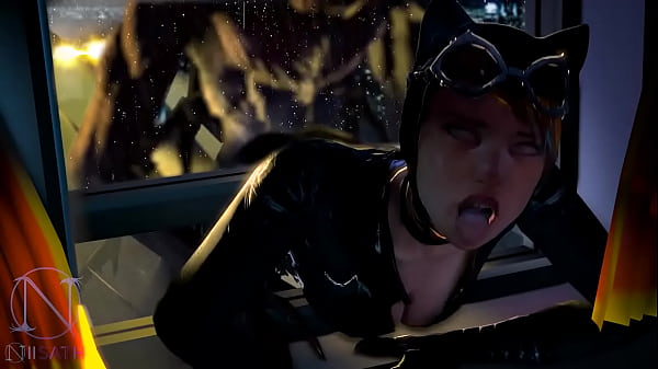 Catwoman gets stuck in the window