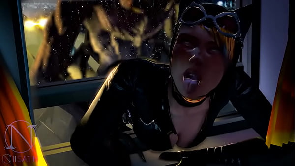 Catwoman gets stuck in the window