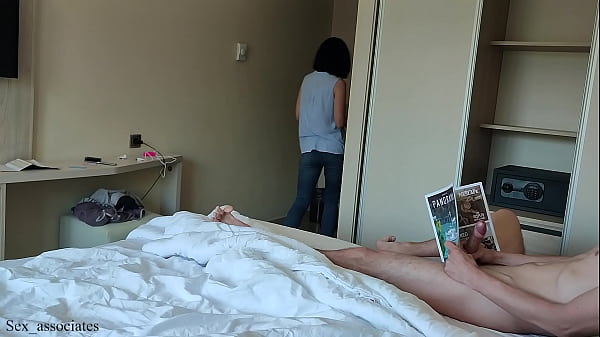 Hotel Maid Catches Guy Jerking Off And Helps Him Finish